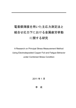 電着銅薄膜を用いた主応力測定法と 組合せ応力下における金属疲労