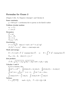 Formulas for Exam 2