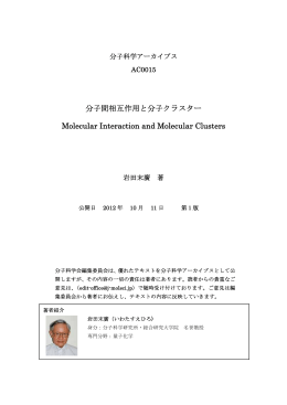 分子間相互作用と分子クラスター - Molecular Science