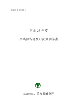 平成 25 年度 事業報告書及び決算関係書