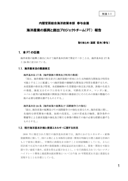海洋産業の振興と創出プロジェクトチーム（PT） 報告