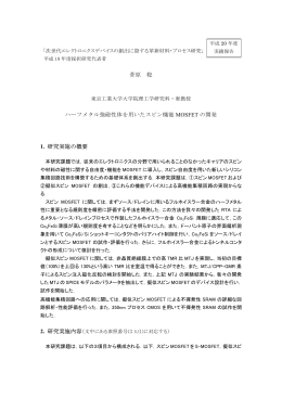 菅原 聡 ハーフメタル強磁性体を用いたスピン機能 MOSFET の開発 1