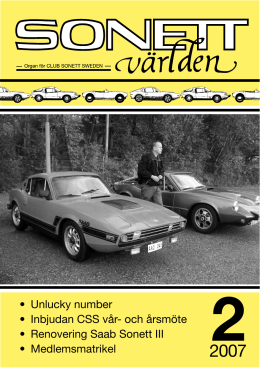 och 蚌sm  e • Renovering Saab Sonett III • Medlemsmatrikel
