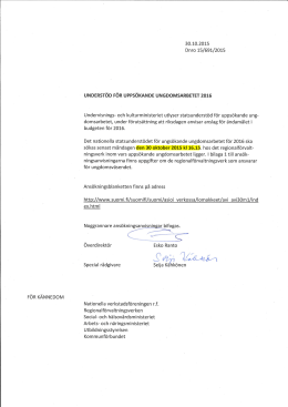 Dnro 15/691/2015 UNDERST&Ouml;D F&Ouml;R UPPS&Ouml;KANDE