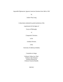 Impossible Diplomacies: Japanese American Literature from 1884 to