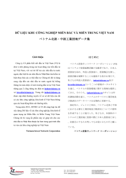 DỮ LIỆU KHU CÔNG NGHIỆP MIỀN BẮC VÀ MIỀN TRUNG VIỆT