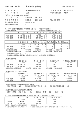平成15年 3月期 決算短信 (連結)