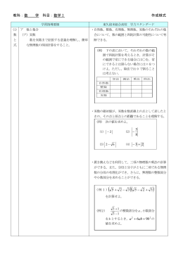 教科：数 学 科目：数学Ⅰ 作成様式 + -