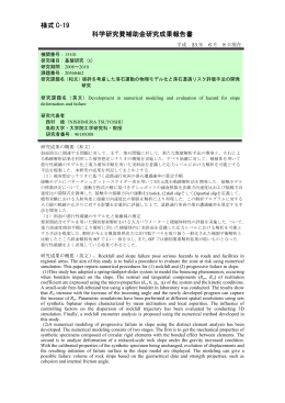 様式 C-19 科学研究費補助金研究成果報告書 - KAKEN