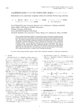 乱流摩擦抵抗低減の ための 異方性弾性皮膜の 最適化シミュレーション