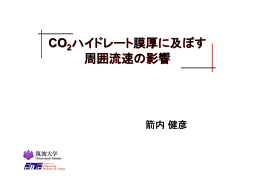 CO ハイドレート膜厚に及ぼす 周囲流速の影響 CO ハイドレート膜厚に