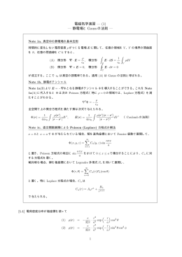 電磁気学演習 — (1) — 静電場と Gauss の法則 —