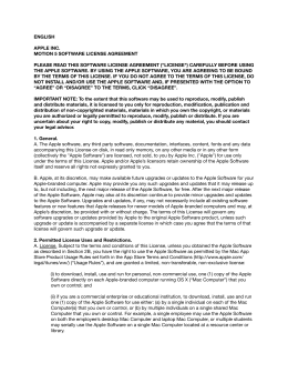 ENGLISH APPLE INC. MOTION 5 SOFTWARE LICENSE
