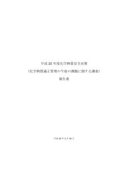（化学物質適正管理の今後の課題に関する調査） 報告書