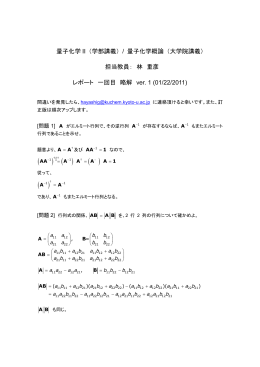 Page 1 量子化学 II （学部講義） / 量子化学概論 （大学院講義） 担当教員