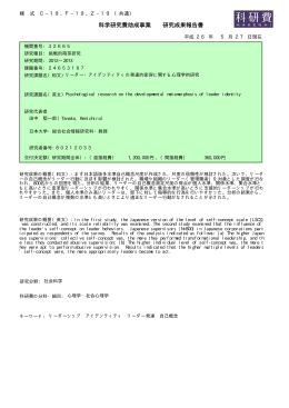 科学研究費助成事業 研究成果報告書 - KAKEN