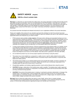 CBS10x.x Smart Lambda Cable Safety Advice