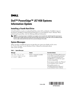 Dell&trade; PowerEdge&trade; SC 1430 Systems Information Update