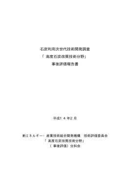 高度石炭改質技術分野 - 新エネルギー・産業技術総合開発機構