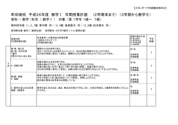 町田高校 平成26年度 数学Ⅰ 年間授業計画 （2学期末まで） （3学期