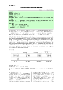 様式 C-19 科学研究費補助金研究成果報告書 - KAKEN