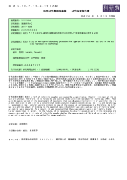 研究成果報告書 - KAKEN - 科学研究費助成事業データベース