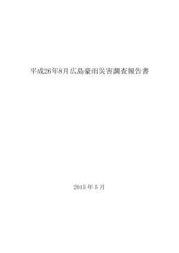 平成26年8月広島豪雨災害調査報告書 - 委員会サイト