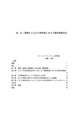 油｜水｜電極からなる三相界面における電荷移動反応