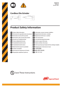 Product Safety Information, Cordless Die Grinder