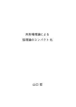 共形場理論による 弦理論のコンパクト化 山口哲