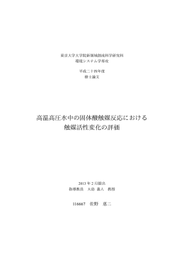 高温高圧水中の固体酸触媒反応における 触媒活性変化の評価