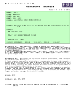 科学研究費助成事業 研究成果報告書 - KAKEN