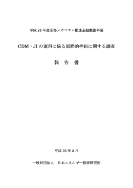 CDM・JIの運用に係る国際的枠組に関する調査