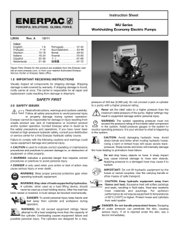 SAFETY FIRST Instruction Sheet WU Series Workholding Economy