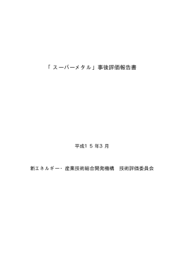 「スーパーメタル」事後評価報告書 - 新エネルギー・産業技術総合開発機構