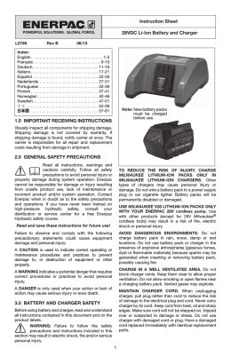 28VDC Li-Ion Battery and Charger Instruction Sheet 1.0