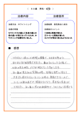 治療内容 治療箇所 感想