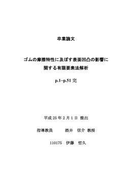 卒業論文 ゴムの摩擦特性に及ぼす表面凹凸の影響に