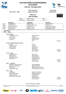 16th FINA WORLD CHAMPIONSHIPS Kazan (RUS)