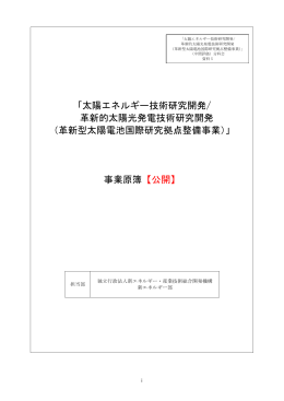 太陽エネルギー技術研究開発/ 革新的太陽光発電技術研究開発 （革新