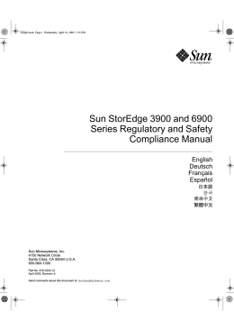 Sun StorEdge 3900 and 6900 Series Regulatory and Safety