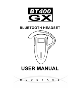 Bluetooth Headset BT400GX - Pdfstream.manualsonline.com