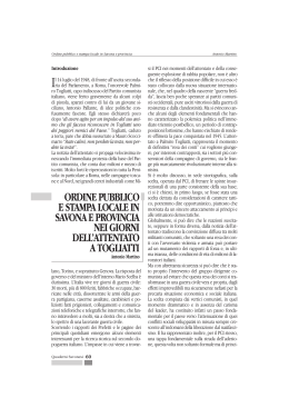 ORDINE PUBBLICO E STAMPA LOCALE IN