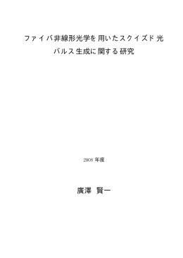 ファイバ非線形光学を用いたスクイズド光 パルス生成に関する研究 廣澤