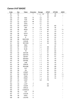 Token & Character List for Canon X