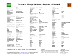 Food-Info Allergy Dictionary Espa&ntilde;ol &ndash; Kiswahili - Food