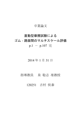 卒業論文 直動型摩擦試験による ゴム‐路面間のマルチ