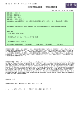 科学研究費助成事業 研究成果報告書 - KAKEN