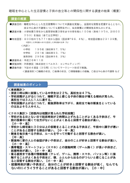 睡眠を中心とした生活習慣と子供の自立等との関係性に関する調査の結果