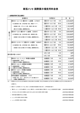 幕張メッセ 国際展示場使用料金表